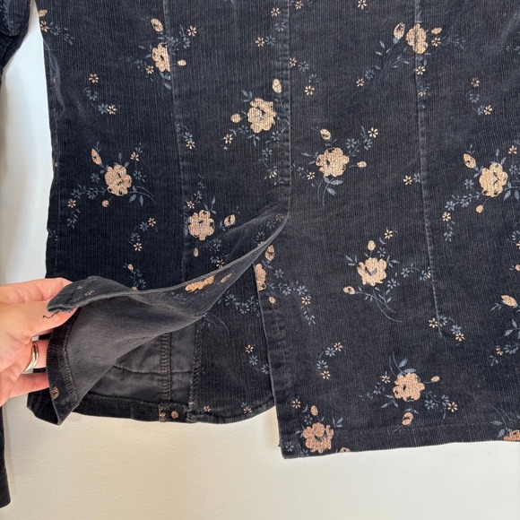 Vintage Women's Small Floral Corduroy Jacket Button Pockets Casual Fall Coat - Picture 13 of 15